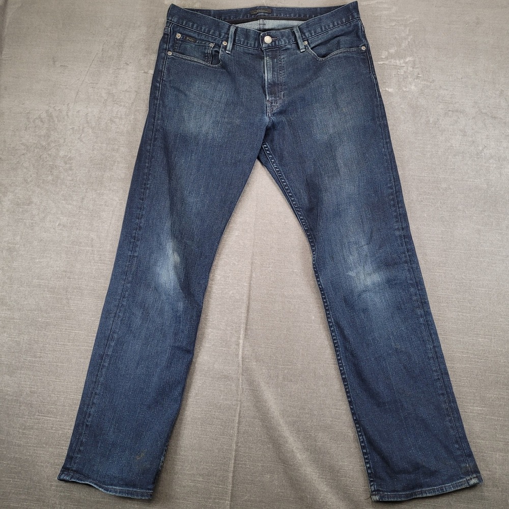 Polo Ralph Lauren Men Jeans Dark Wash Straight Leg Denim Pants Actual Size 34x30